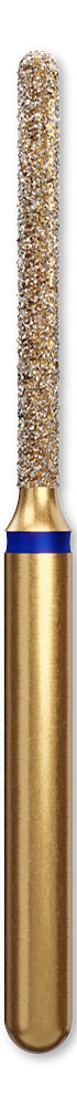 DIATECH Diamond FG Instrument Gold Plated (P/5) Round End Cylinder Long/Blue - G882-314-012-10-ML