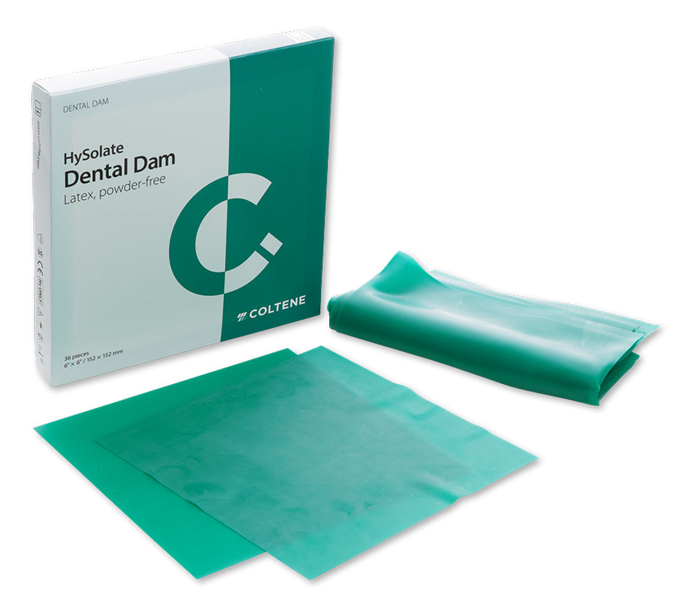 HYGENIC Dental Dam Latex Medium Green 6"X6" (152 x 152mm),36 pcs