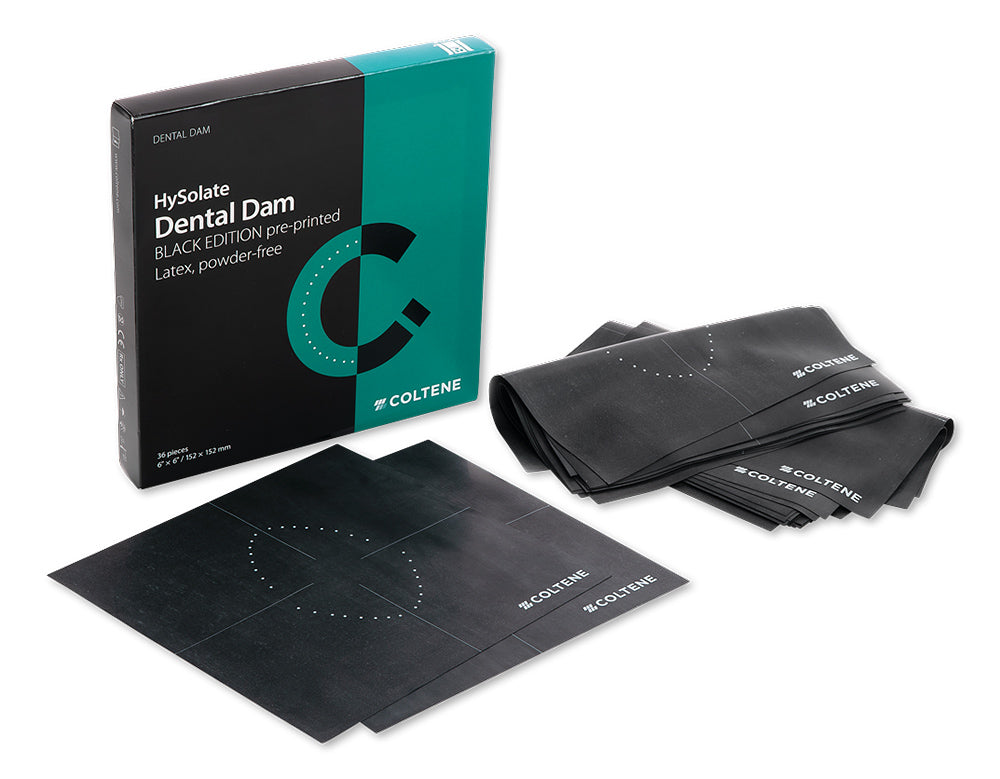 HySolate Dental Dam Latex Heavy Black 6" x 6" (152 x 152 mm),36 pcs