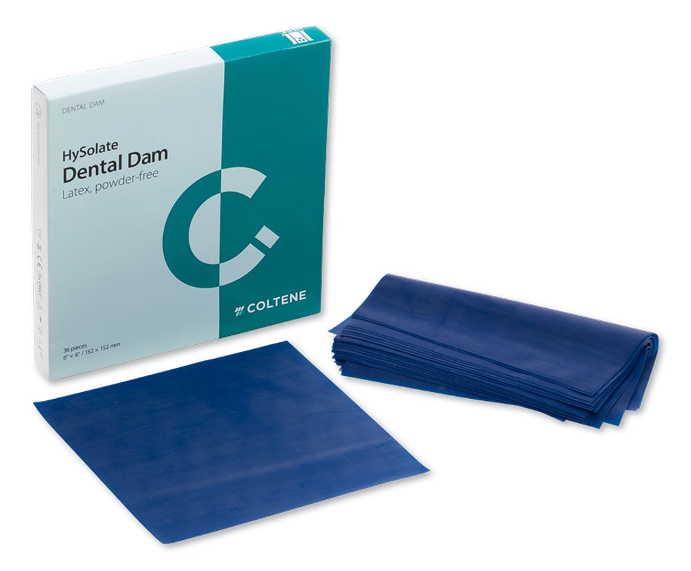HySolate Dental Dam Latex Heavy Blue 6'' x 6'' (152 x 152 mm),36 pcs
